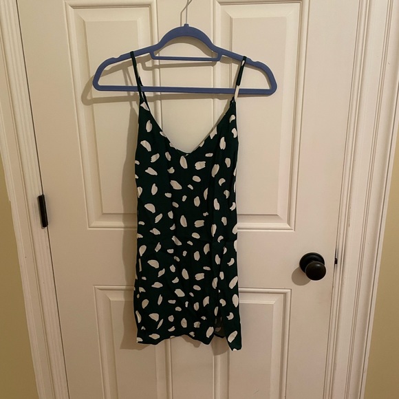 Reformation Marlowe Dress Green and White Dots - Picture 3 of 5